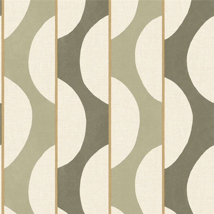 Papier peint moderne rayures courbes tons verts - Casadeco Rituel 201947344