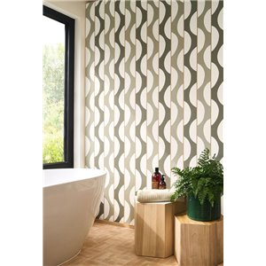 Wallpaper striped neutral tones textile effect - Casadeco Rituel 201960131 2