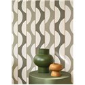 Papier peint moderne rayures courbes tons verts - Casadeco Rituel 201947344