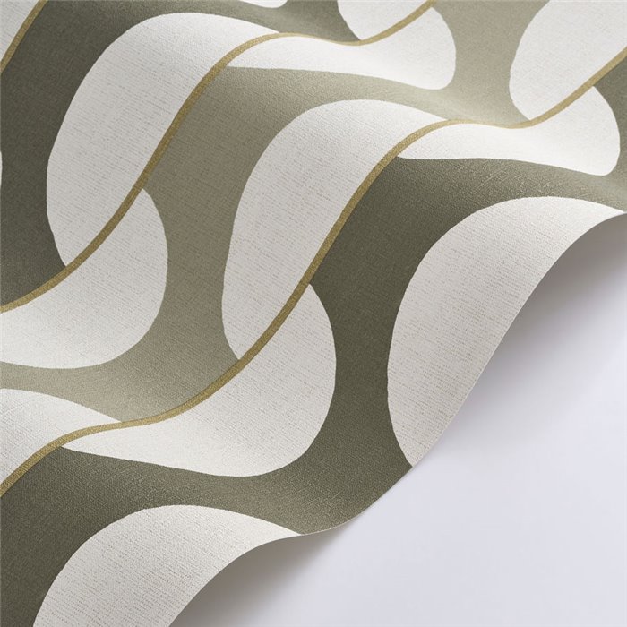 Papier peint moderne rayures courbes tons verts - Casadeco Rituel 201947344