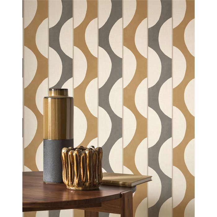 Wallpaper retro brown and black stripes - Casadeco Rituel 201949298