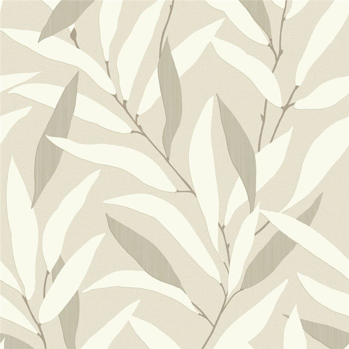 Wallpaper japandi Japanese leaves white - Casadeco Rituel 201950710