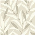 Papier peint japandi feuilles japonaises blanc - Casadeco Rituel 201950710