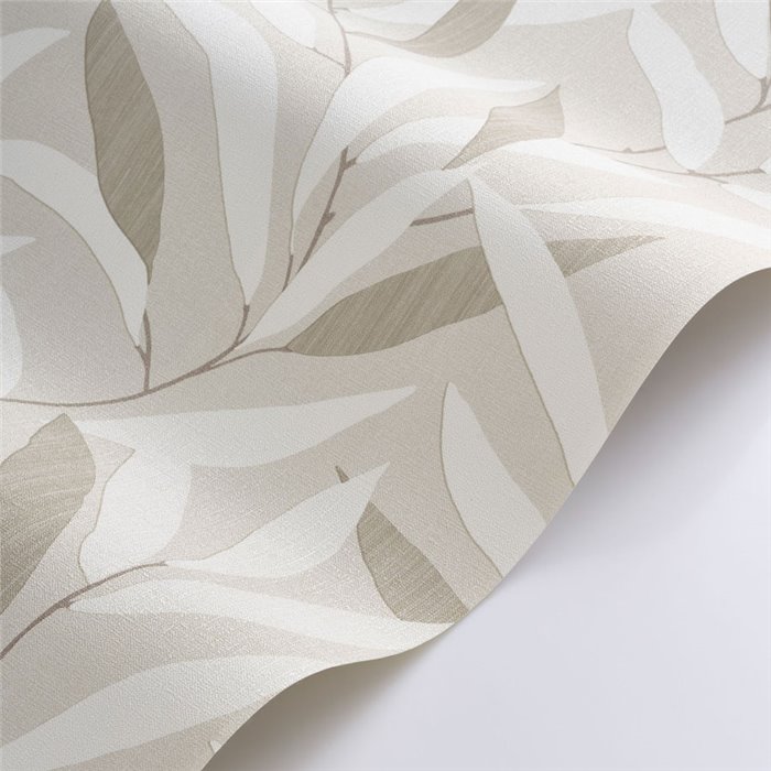 Wallpaper japandi Japanese leaves white - Casadeco Rituel 201950710