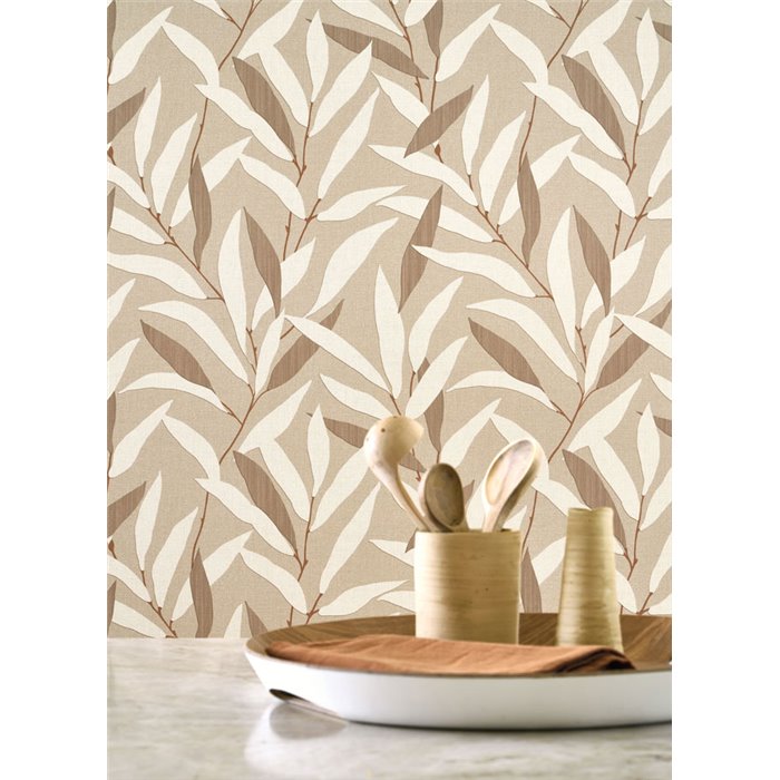 Papier peint tons neutres feuilles de bambou japonaises - Casadeco Rituel 201951729