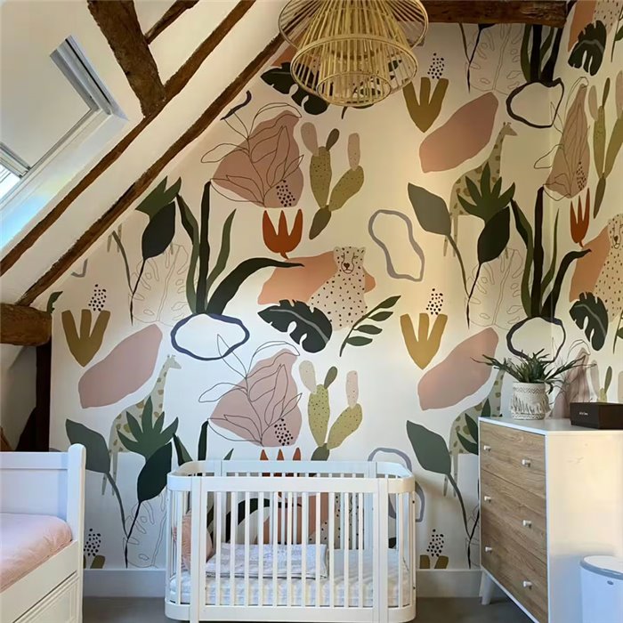 Wall mural kids safari giraffes and panthers - Roomblush RB246