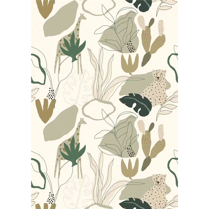 Mural pared infantil animales selva tropical - Roomblush RB247