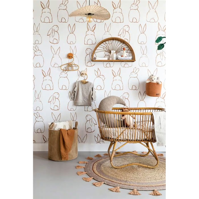 Papier peint panoramique enfant lapins beige - Roomblush RB305