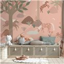 Mural pared infantil unicornios bosque rosa - Roomblush RB351