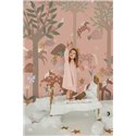 Mural pared infantil unicornios bosque rosa - Roomblush RB351