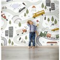 Wandbild Kinder Autos Stadtstraßen - Roomblush RB384