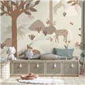 Papier peint panoramique enfant licornes forêt beige - Roomblush RB385