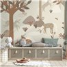 Mural pared infantil unicornios bosque beige - Roomblush RB385