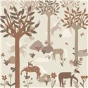Papier peint panoramique enfant licornes forêt beige - Roomblush RB385
