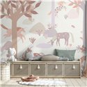 Wandbild Kinder Einhörner malvefarbener Wald - Roomblush RB386