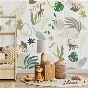 Papel pintado infantil siluetas animales Beige cálido - Cristiana Masi MiniMe 17133