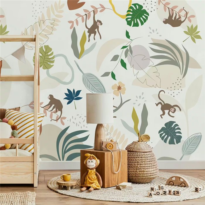 Wandbild Kinder Affen tropischer Dschungel - Roomblush RB404