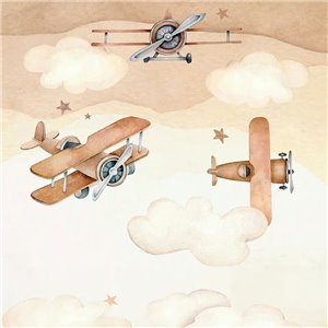 Papier peint enfant avions nuages arc-en-ciel - Rasch Kids World 301557 2