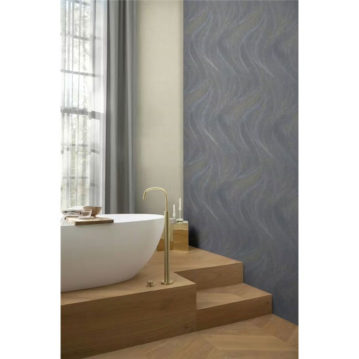 Papier peint motif de vagues moderne gris - Rasch Incanto 659665