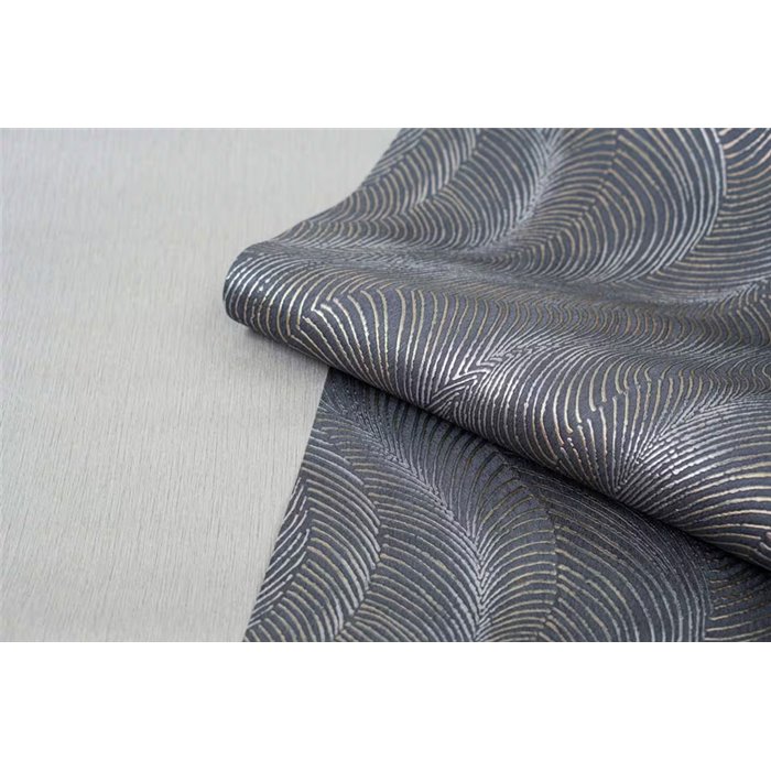 Papel pintado moderno patrón de ondas gris - Rasch Incanto 659665