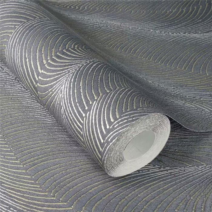 Papier peint motif de vagues moderne gris - Rasch Incanto 659665