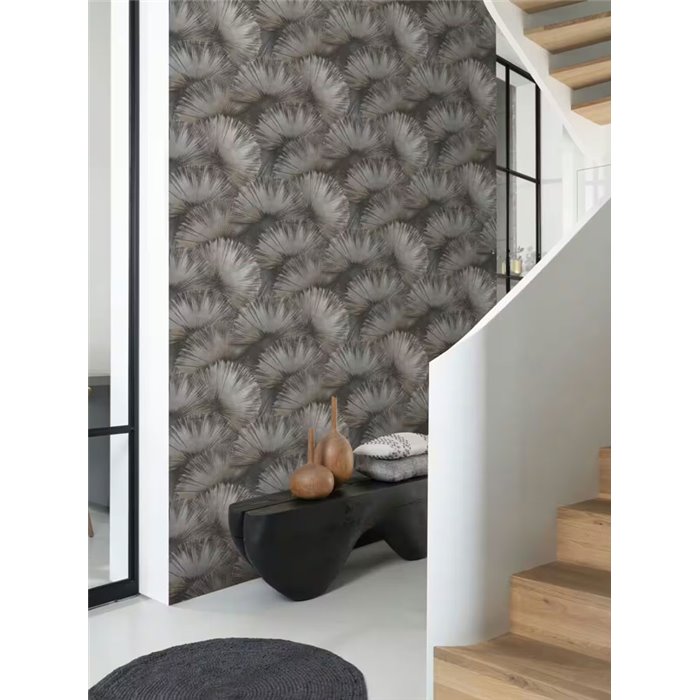 Moderne Tapete mit Palmenblättern dunkle Töne - Rasch Incanto 659788