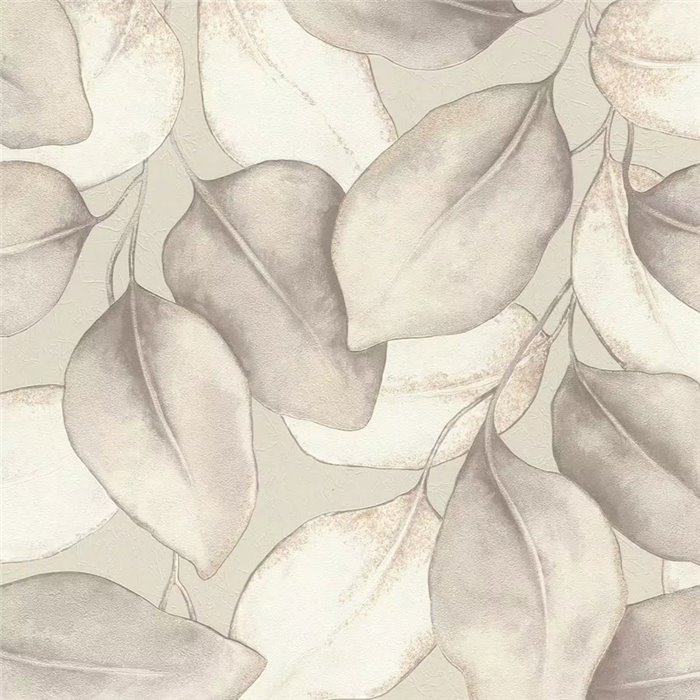 Romantic beige large leaves watercolor wallpaper - Rasch Incanto 659856
