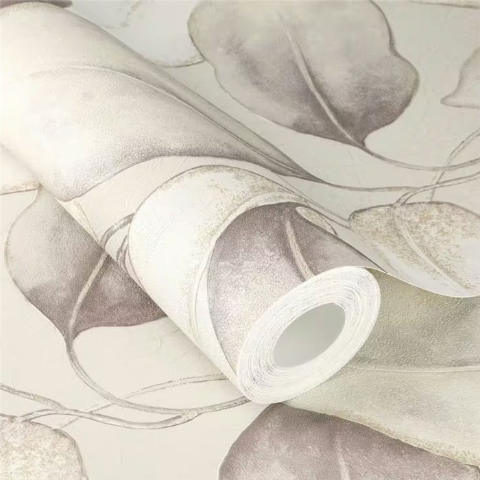 Papel pintado hojas grandes romántico beige efecto acuarela - Rasch Incanto 659856