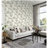 Papel pintado floral hojas grandes blanco azul efecto acuarela - Rasch Incanto 659863