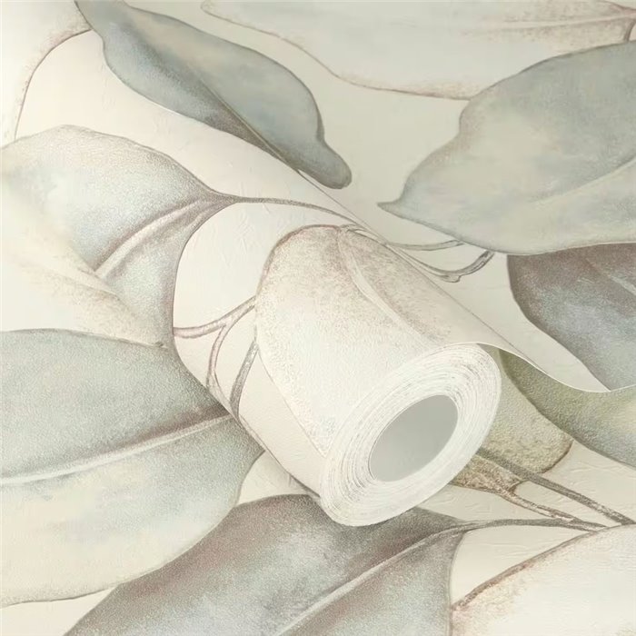 Tapete große Blätter floral Weiß Blau Aquarell Effekt - Rasch Incanto 659863