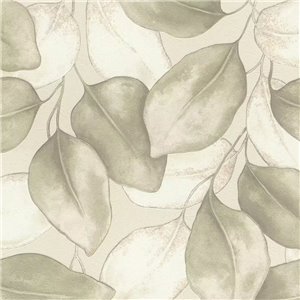 Papier peint floral grandes feuilles blanc bleu effet aquarelle - Rasch Incanto 659863