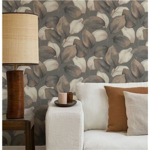 Papel pintado floral hojas grandes blanco azul efecto acuarela - Rasch Incanto 659863 2