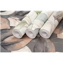 Papier peint grandes feuilles gris effet aquarelle - Rasch Incanto 659887