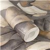 Papier peint grandes feuilles gris effet aquarelle - Rasch Incanto 659887
