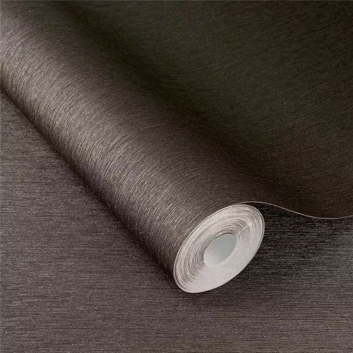 Papier peint lisse métallisé marron foncé - Rasch Incanto 608625