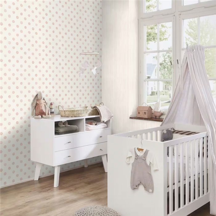 Kindertapete rosa Punkte Aquarelleffekt - Rasch Kids World 252019