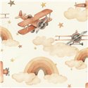 Kindertapete Flugzeuge Wolken Regenbogen - Rasch Kids World 301557
