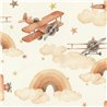 Papel pintado infantil aviones nubes arcoíris - Rasch Kids World 301557