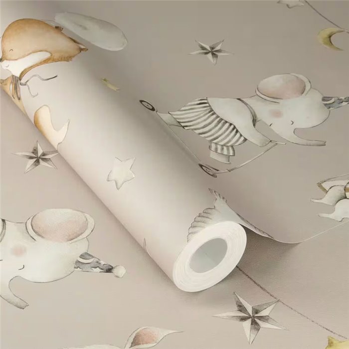 Papel pintado infantil circo gris acuarela - Rasch Kids World 301939