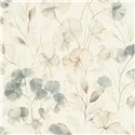 Papel pintado floral acuarela azul neutro nórdico - Rasch Farm Living 709018