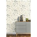 Blue neutral nordic watercolor floral wallpaper - Rasch Farm Living 709018