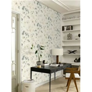 Papel pintado escandinavo flores acuarela verde neutro - Rasch Farm Living 709070 2