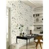 Blue neutral nordic watercolor floral wallpaper - Rasch Farm Living 709018