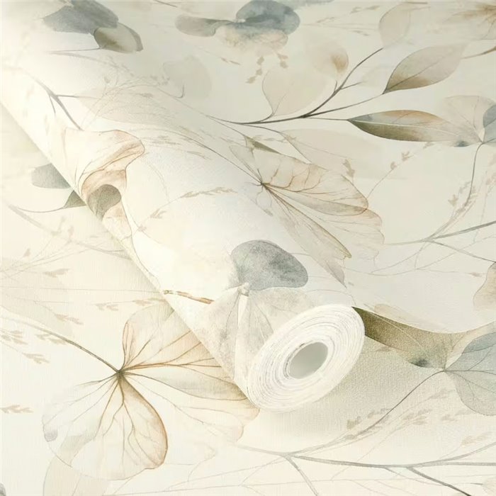 Papel pintado floral acuarela azul neutro nórdico - Rasch Farm Living 709018