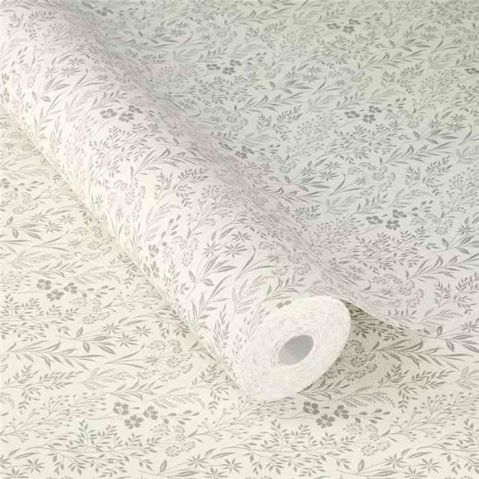 Papier peint floral Liberty gris style anglais - Rasch Farm Living 709339