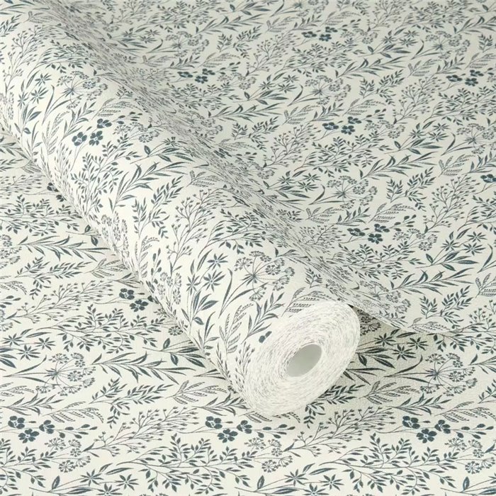 Blue small flowers liberty wallpaper - Rasch Farm Living 709360