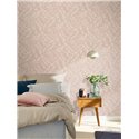 Papel pintado flores escandinavo, hojas tonos rosa - Rasch Farm Living 709544