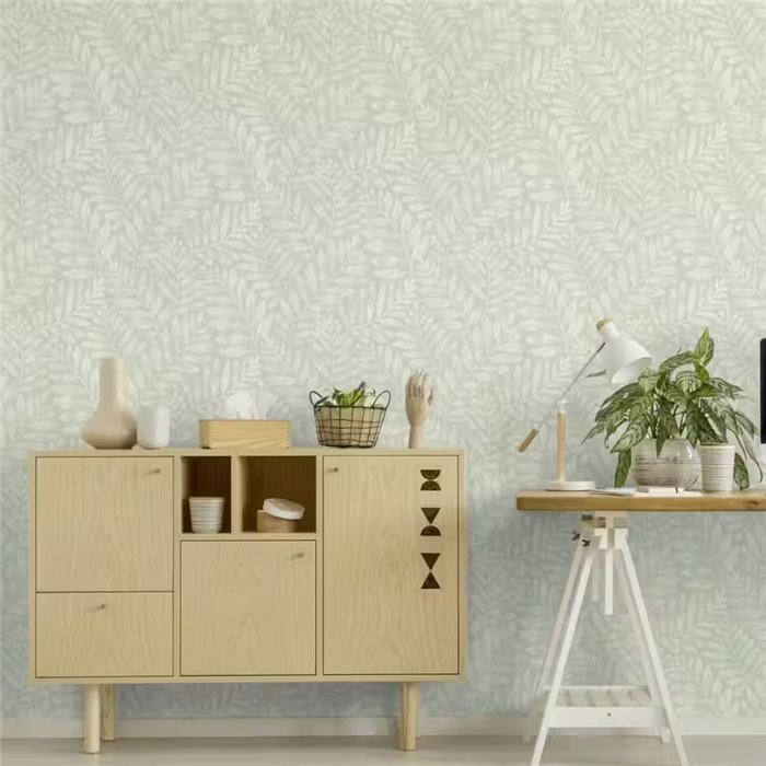 Papel pintado flores campestres verde neutro estilo nórdico - Rasch Farm Living 709551