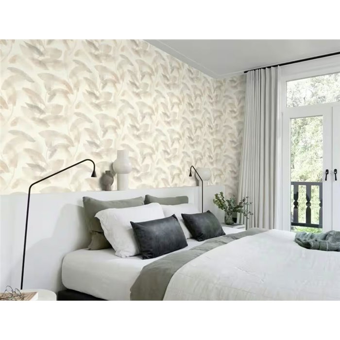 Modern style neutral beige large flowers wallpaper - Rasch Liverna 416336