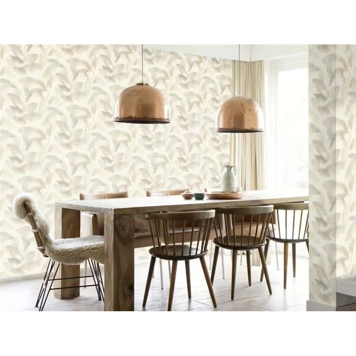 Papel pintado flores grandes beige neutro estilo moderno - Rasch Liverna 416336